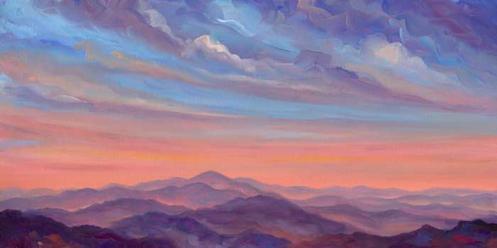 Oil painting of mountains near Asheville