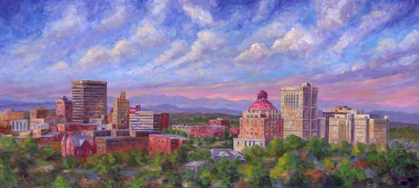 Painting of Asheville Area Skyline Art