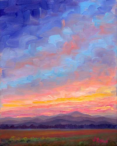 Sunset Oil Painting Asheville Blue Ridge