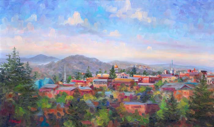 View downtown Hendersonville oil painting art on canvas