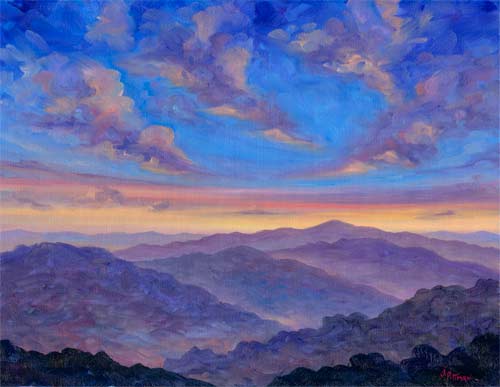 Pisgah Winter Sunset Painting and Prints