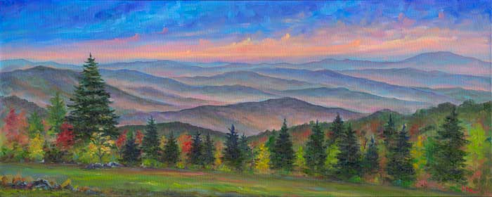 Roan Mountain in Autumn Color oil on Canvas