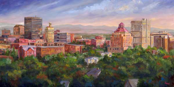 Painting of Asheville Skyline Prints Art