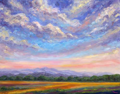 View of Summer Clouds and Mt. Pisgah from South of Asheville near Fletcher Oil on Canvas