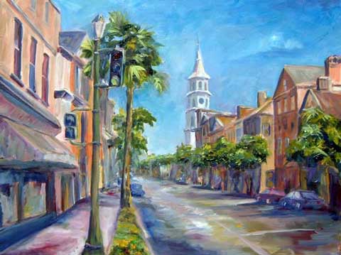 St. Michaels church in Charleston SC  Original oil painting on canvas jeff pittman art