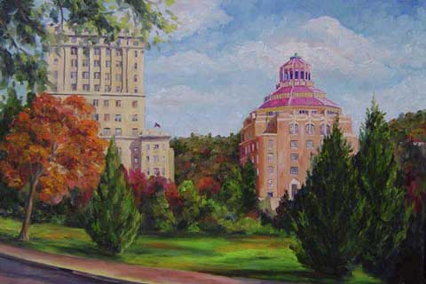 Asheville NC Dowtown City County building Plaza Courthouse Cityscape Buncombe Jeff Pittman Art Painting Pring Giclee