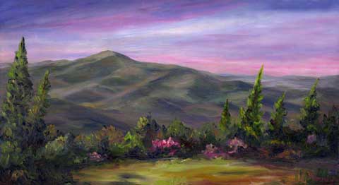 Cold Mountain. Springtime view from the parkway. Original oil painting on canvas. Jeff Pittman art