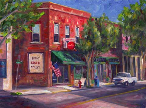Front Street Diner WILMINGTON Oil on canvas art painting Limited Edition Print Giclee
