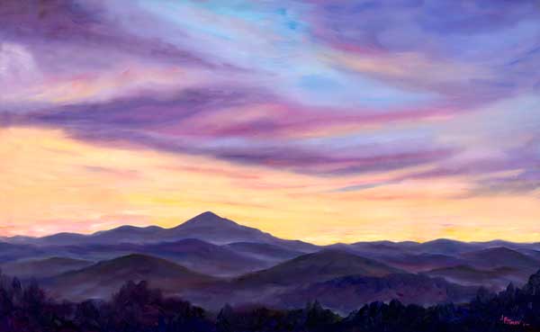 Mount Pisgah Evening Oil painting on Canvas limited Edition Print Jeff Pittman Art Asheville Blue Ridge PArkway Giclee