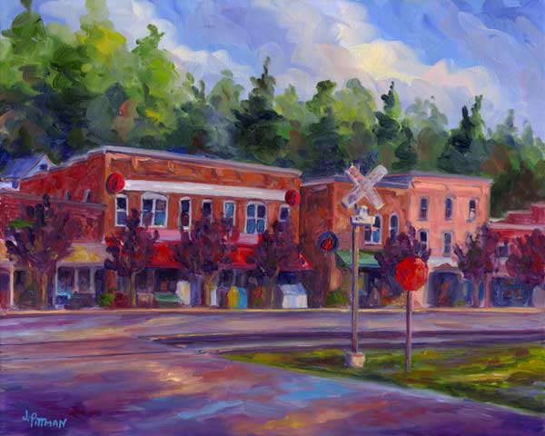 Historic Main StreetDowntown Saluda, NC. Oil Painting on canvas. Jeff Pittman art Limited Edition Prints Giclee