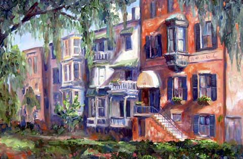 Savannah Houses Oil Painting on Canvas Jeff Pittman art