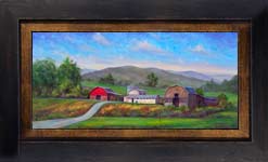 Framed painting and prints of Barns