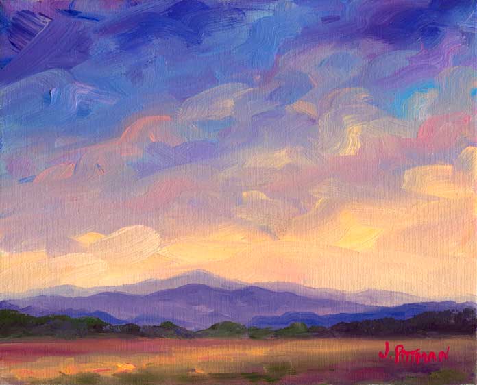 Afternoon Mountain Riges Oil painting on Canvas near Asheville