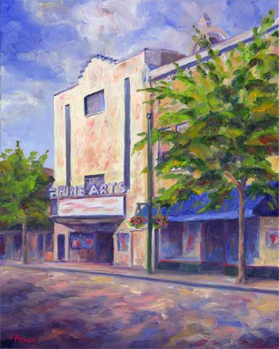 Oil painting of the Asheville Fine Art Theatre