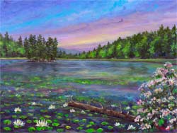 Painting of Bass Lake Blowing Rock