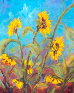 Oil painting and prints of sunflowers