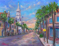 Broad Street St. Michaels Charleston Oil Painting