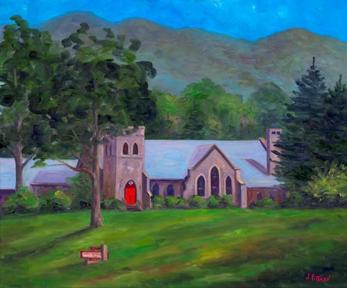 Painting of Grace Episcopal church in Asheville