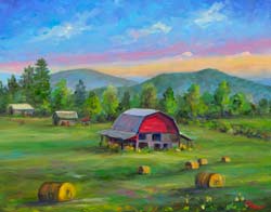 Hay Bales along Cane Creek oil painting