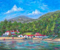 LAke Lure Beach and waterpark Painting