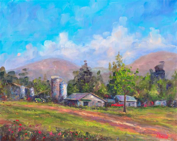 Barn and truck rural farm barn painting