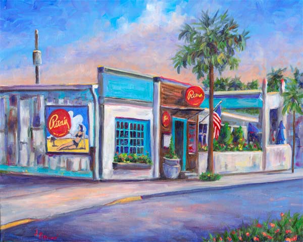 Painting of Ritas on Center Street on FOlly Beach South Carolina