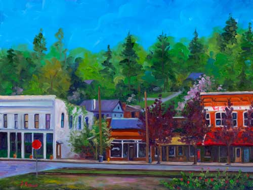 Downtown Saluda, NC. Oil Painting on canvas. Jeff Pittman art Limited Edition Prints Giclee