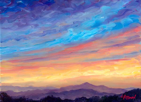 Cold Mountain NC Sunset Oil Painting Prints Asheville