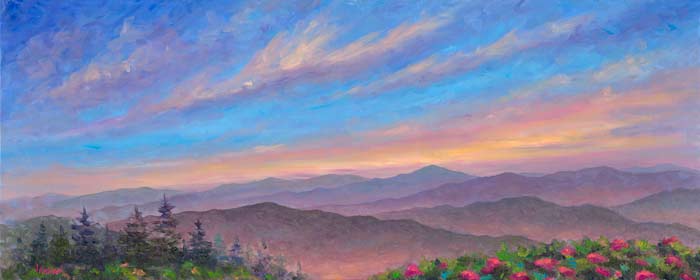 Asheville Glowing Ridges Panoramic Oil Painting