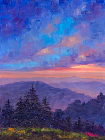 Mountain sunset view Appalachian near Boone