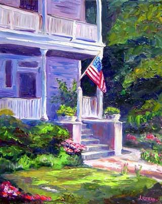  Beaufort Flag - Front Porch in South Carolina Oil Painting on Canvas