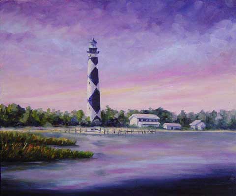 Outer Banks Cape Lookout Lighthouse - Oil painting on canvas - limited edition print jeff pittman art coastal seascape Giclee