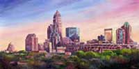 Charlotte Skyline Painting Oil on canvas Limited Edition Print and Giclee Reproduction by Artist Jeff pittman