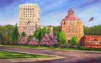 Asheville City County Plaza in Spring - oil painting