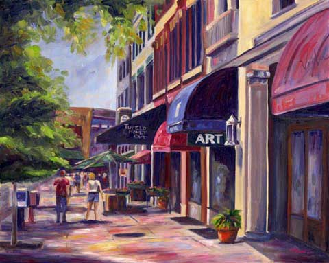 College Street Asheville Tupelo Honey Cafe Art Museum Oil Painting  Prints Giclee- jeff Pittman Art