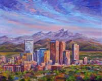 denver skyline painting and prints