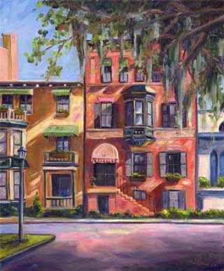 Foley house inn Savannah Georgia. Oil Painting on canvas. Jeff Pittman art Prints Giclee