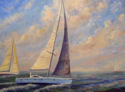 Sailboat Oil Painting Prints Artwork Coastal