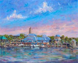 Painting of Mojos at Bald Head Island Harbor