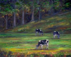 Dairy Cows Oil Painting