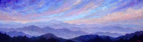Mt Pisgah in Blue oil Painting on Panel Pittman Art Asheville