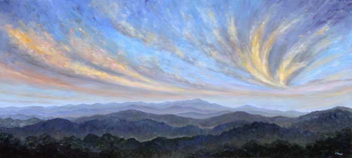 Oil Painting of Pisgah Clouds panorama