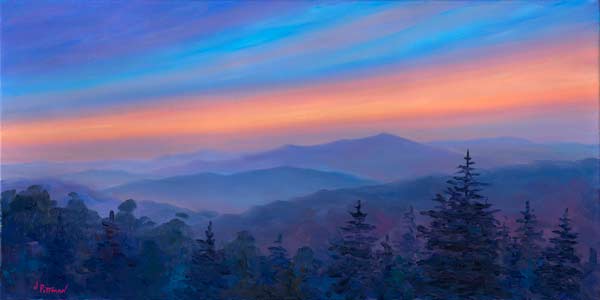 evening mountain panorama print