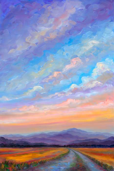 Sunset Clouds over mountain ridges Blue Ridge Mountains