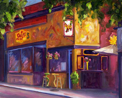 Salsa's Restaurant - Asheville NC Oil Painting on Canvas