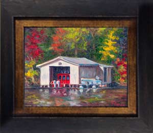 Fire Boat in LAke Lure NC Painting