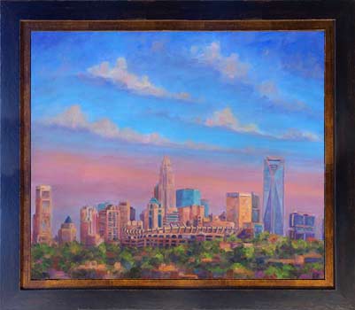 painting of Charlotte Skyline NC