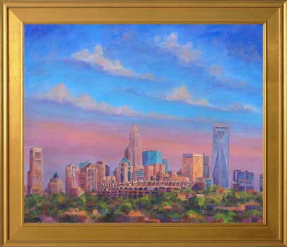 painting of Charlotte Skyline NC