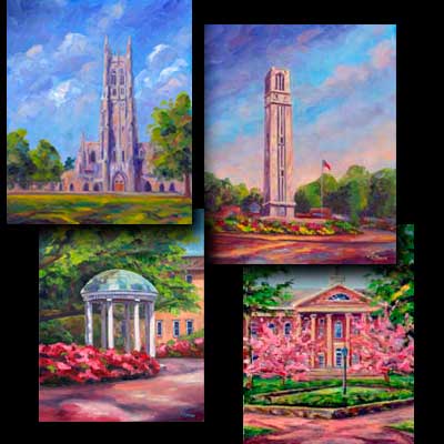 Painting of Duke Chapel UNC NCSU ACC North Carolina